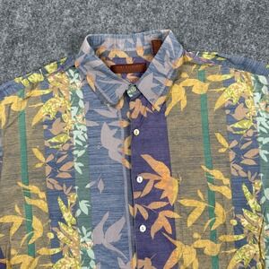 Tori Richard Shirt Large Honolulu  S/S Button up tropical Leaf Print Men's